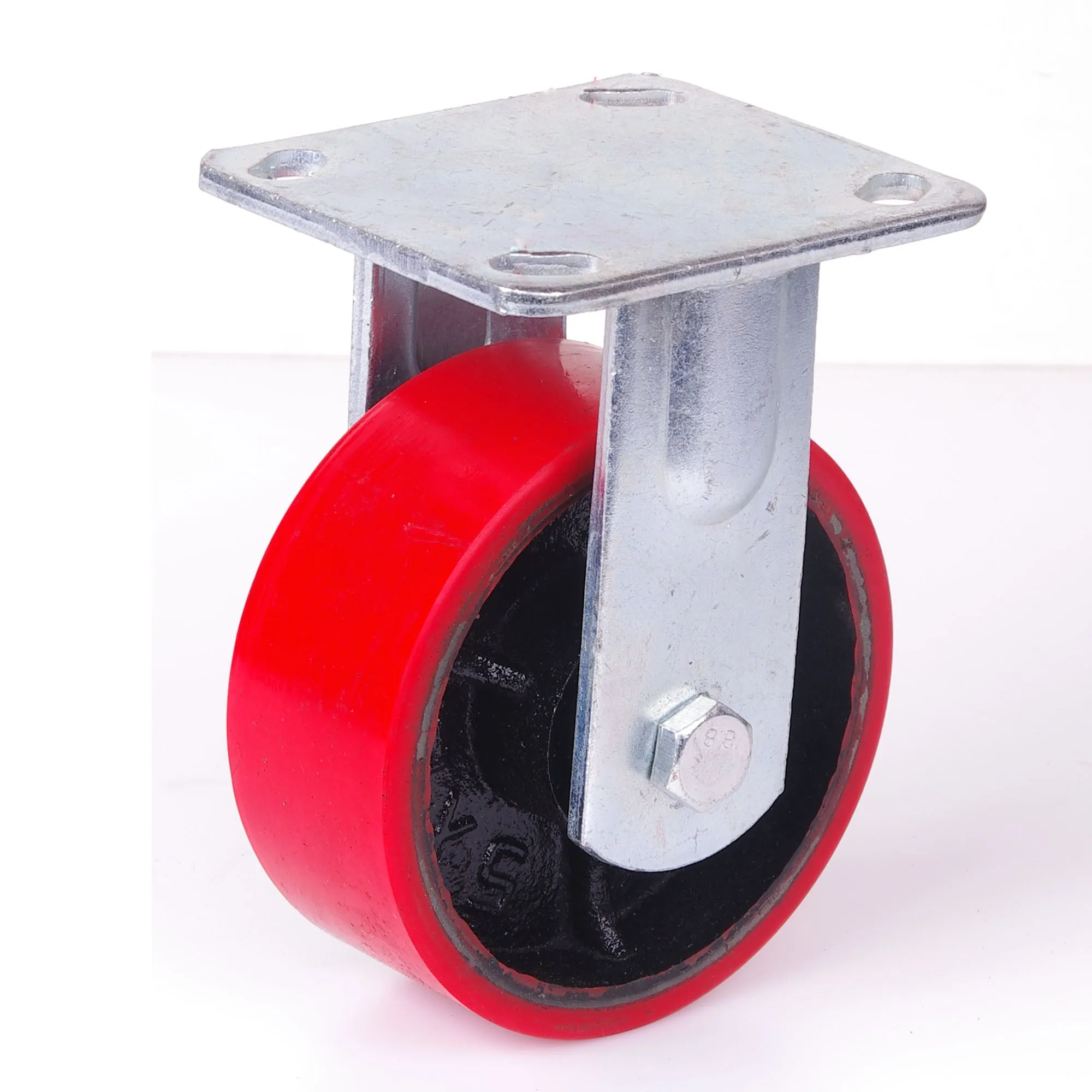 600KG 6 inch Industrial Fixed Casters Zinc Steel, Poly Wheels