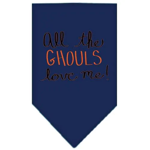 All The Ghouls Screen Print Bandana Navy Blue Large