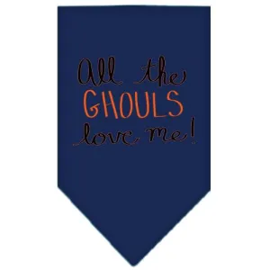 All The Ghouls Screen Print Bandana Navy Blue Large