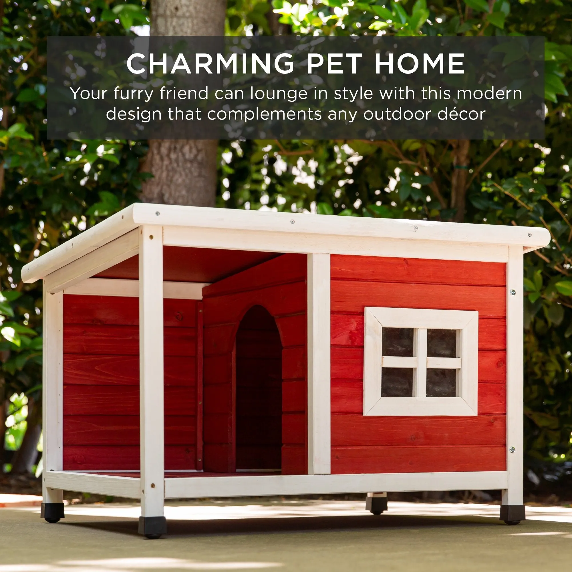 All-Weather Pet House w/Divider, Lid Roof