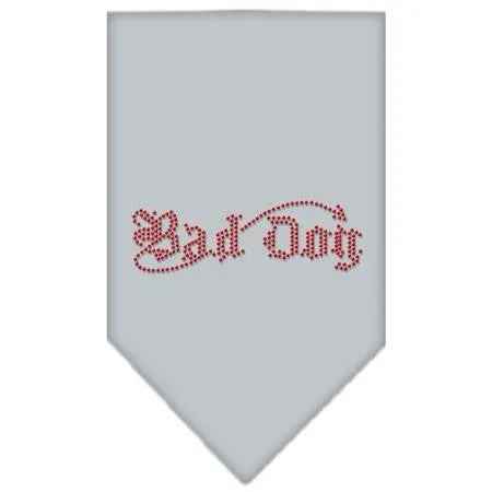 Bad Dog Rhinestone Bandana Grey Small