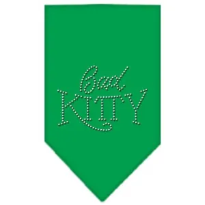 Bad Kitty Rhinestone Bandana Emerald Green Large