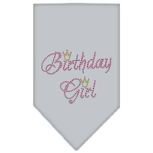 Birthday Girl Rhinestone Bandana Grey Small