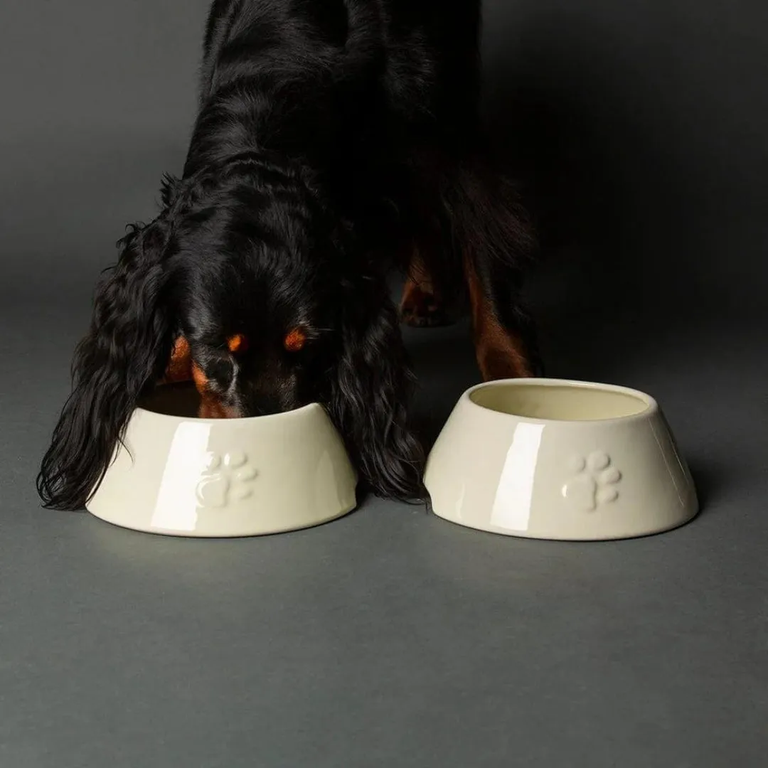 Classic 2 Piece Long Eared Dog Food & Water Bowl - Cream