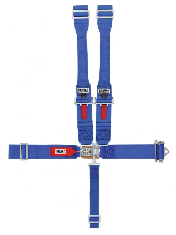 Crow 5-Way Standard 3" Latch & Link - Dog Bone Harness - Ratchet on Right Side - Black Hardware - SFI-16-1 - Blue