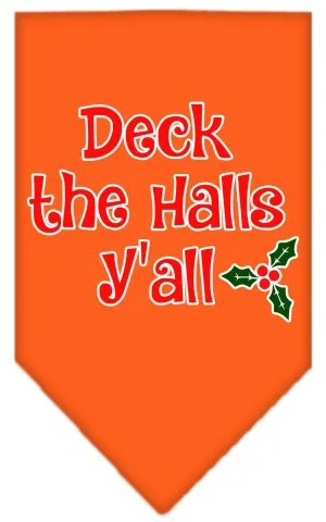 Deck The Halls Y'all Screen Print Bandana Orange Large