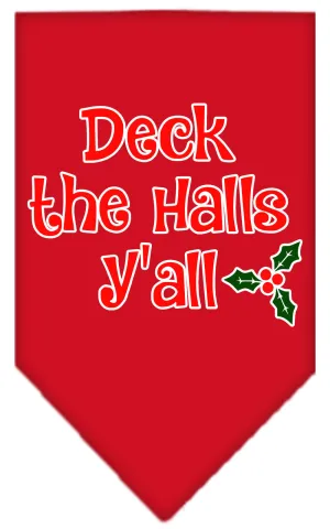 Deck The Halls Y'all Screen Print Bandana Red Large