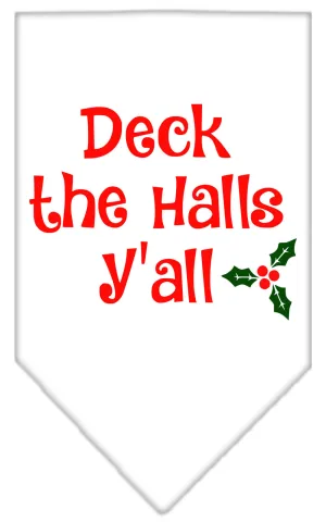 Deck The Halls Y'all Screen Print Bandana White Large