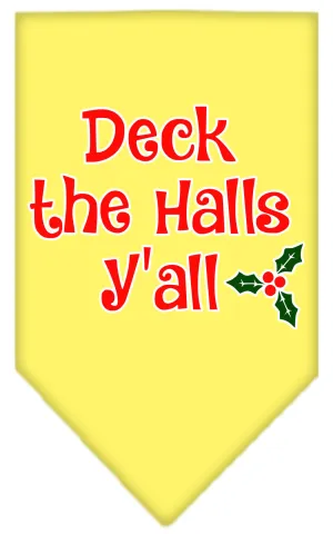 Deck The Halls Y'all Screen Print Bandana Yellow Small