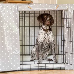 Dog Crate Cover in Grey Spot Oilcloth by Lords & Labradors