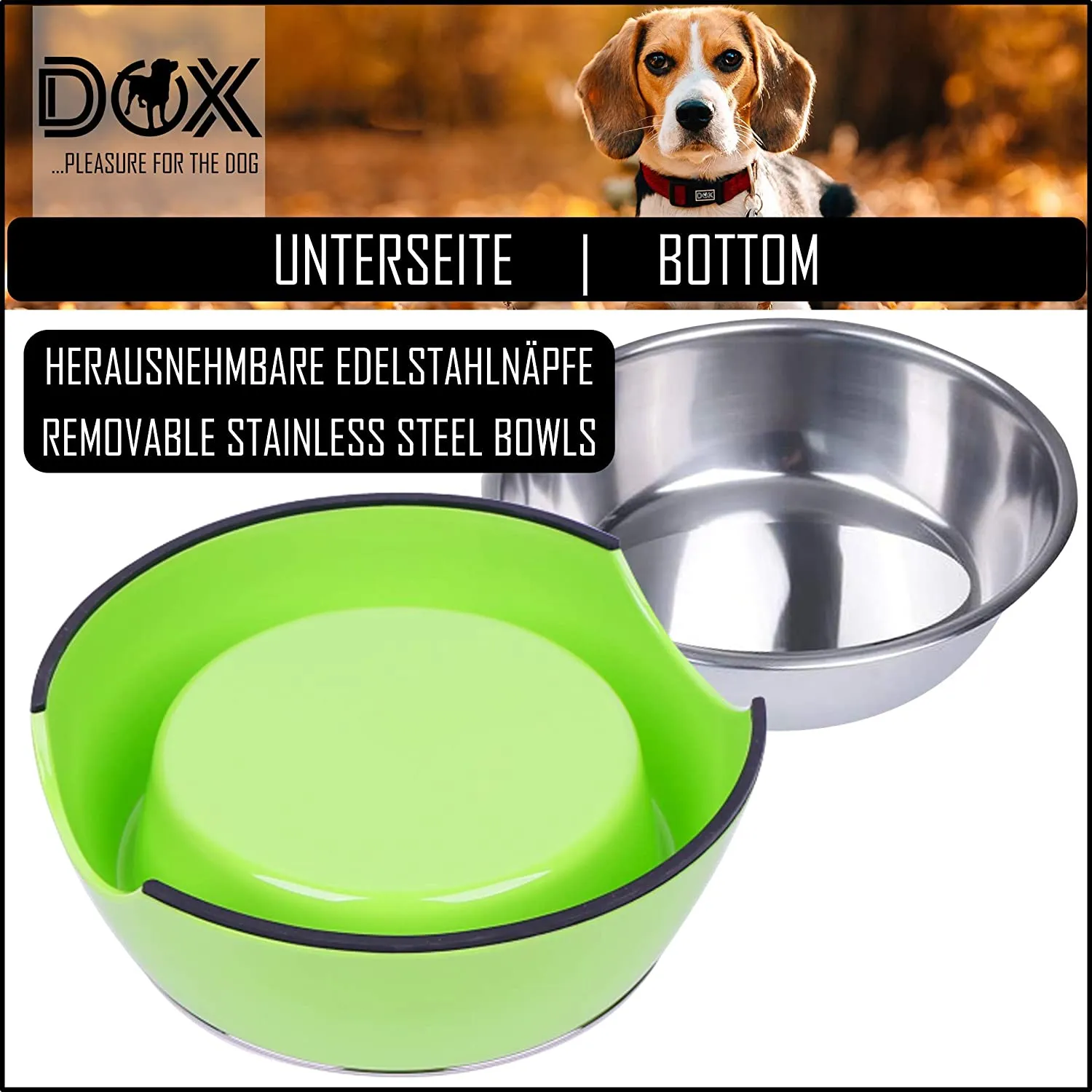 Dog Feeding Bowl - Non Slip And Dishwasher Safe Melamine Base With Removable