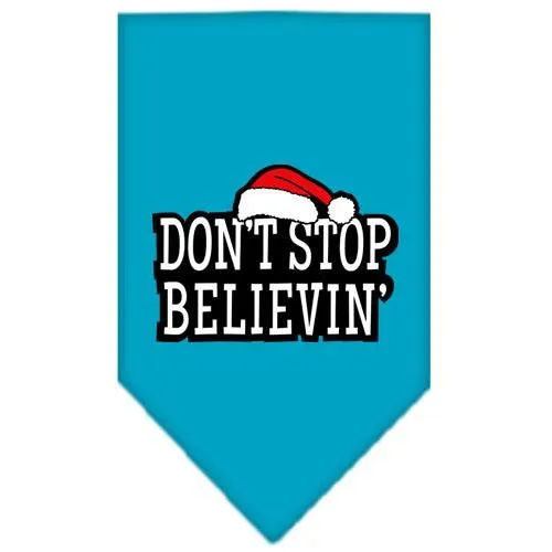 Dont Stop Believin Screen Print Bandana Turquoise Large