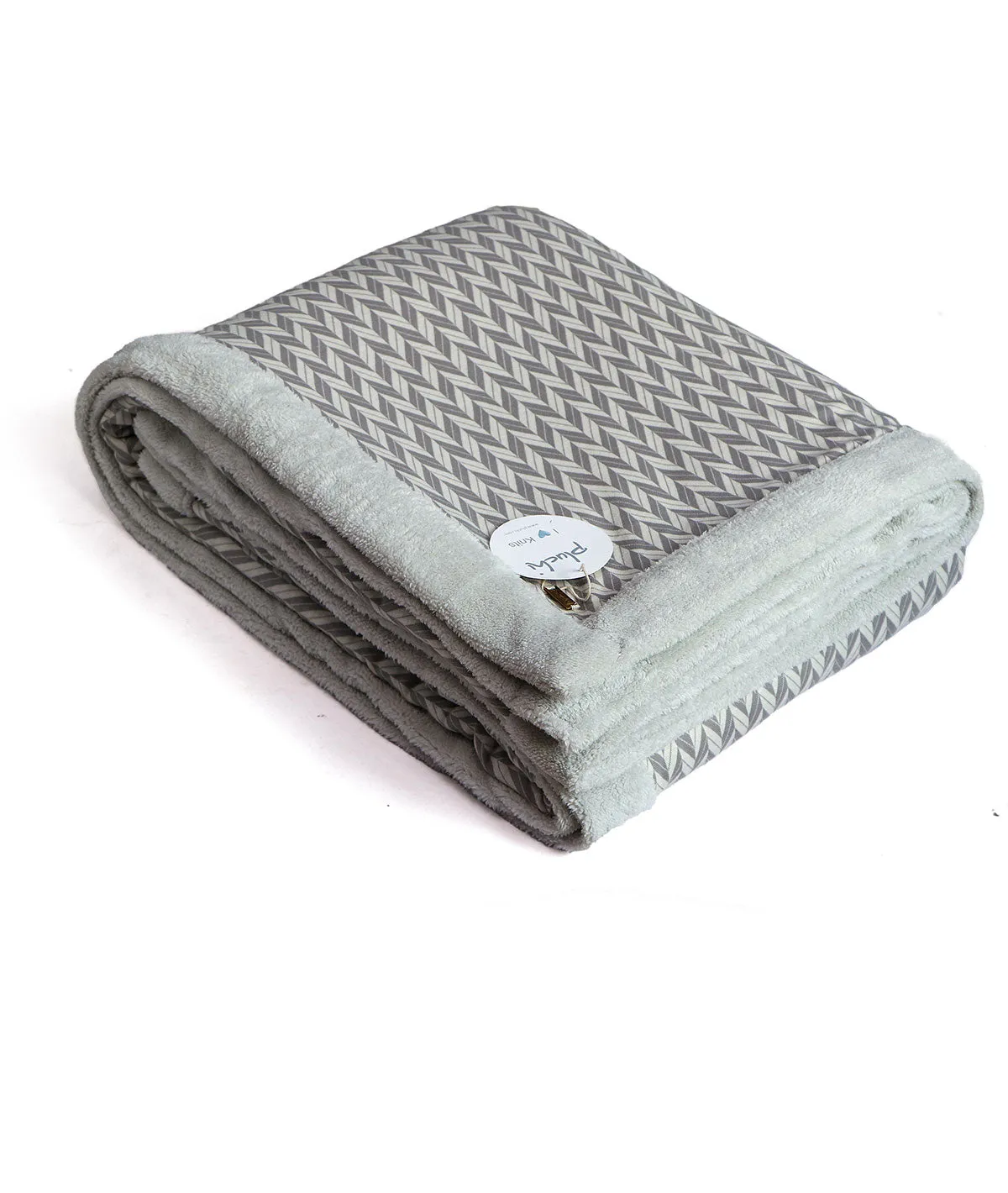 Eleanor- Grey & Natural Single Bed Cotton Knitted Blanket with Fur Back