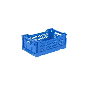 Foldable Storage Bins, Plastic Crate for Storage, Collapsible Crate, Utility Stackable Box Small Blue