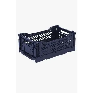 Foldable Storage Bins, Plastic Crate for Storage, Collapsible Crate, Utility Stackable Box Small Navy