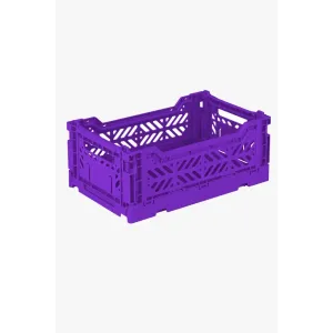 Foldable Storage Bins, Plastic Crate for Storage, Collapsible Crate, Utility Stackable Box Small Violet