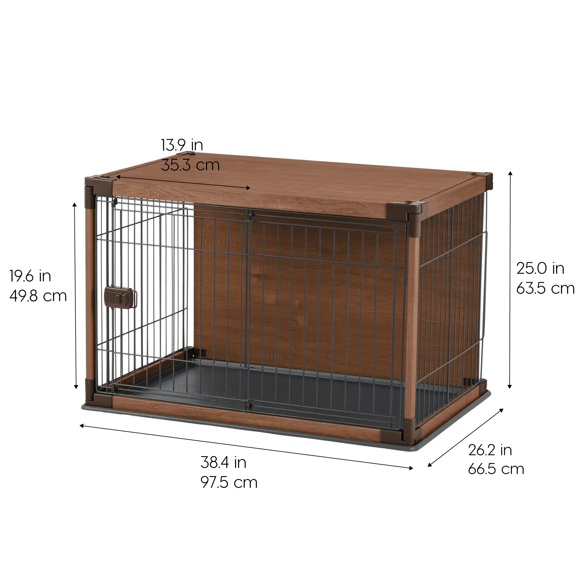 Furniture-Style Wooden Enclosed Pet Crate for Small Medium Dog, Dark Brown