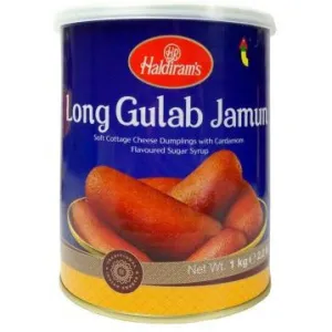 Haldiram Long Gulab Jamun - 1 kg Tin