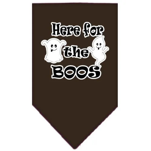 Here For The Boos Screen Print Bandana Brown Small