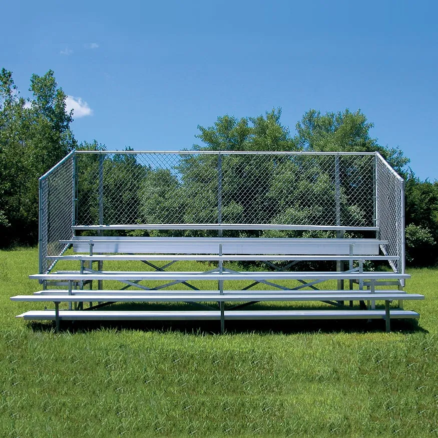 Jaypro Bleacher - 15 ft. (5 Row - Single Foot Plank with Chain Link Rail) - Enclosed