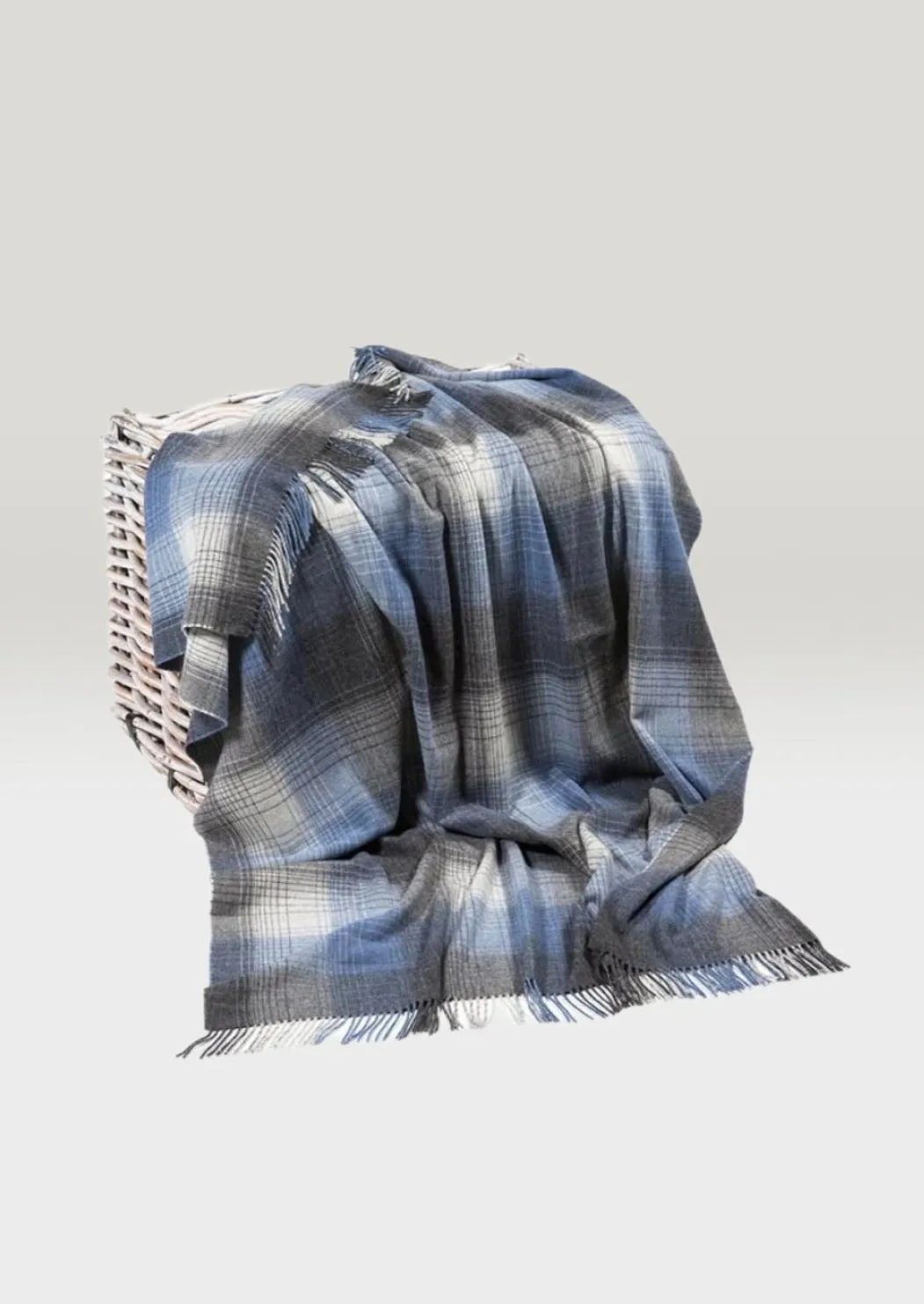 John Hanly Grey Denim Check Throw