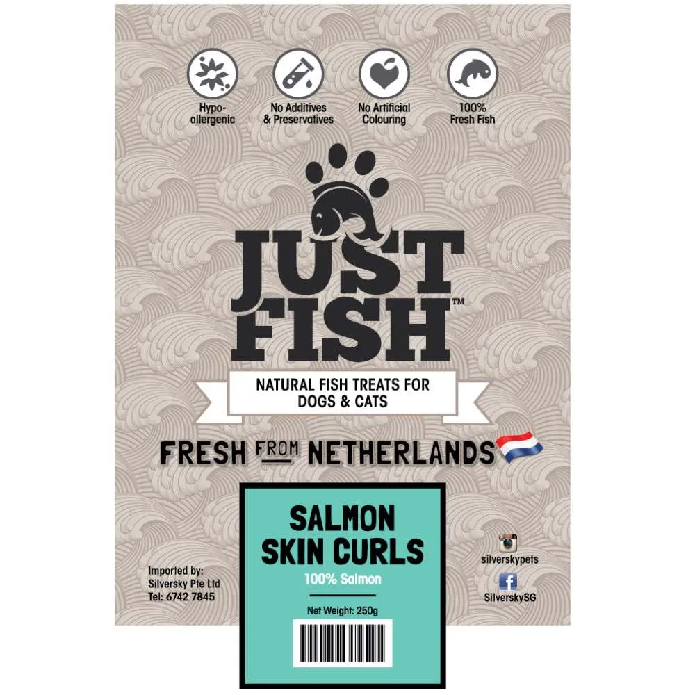 Just Fish Salmon Skin Curls Dog & Cat Treats 250g