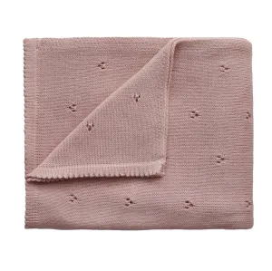 Knitted Baby Blanket - Organic Cotton - Pointelle Blush