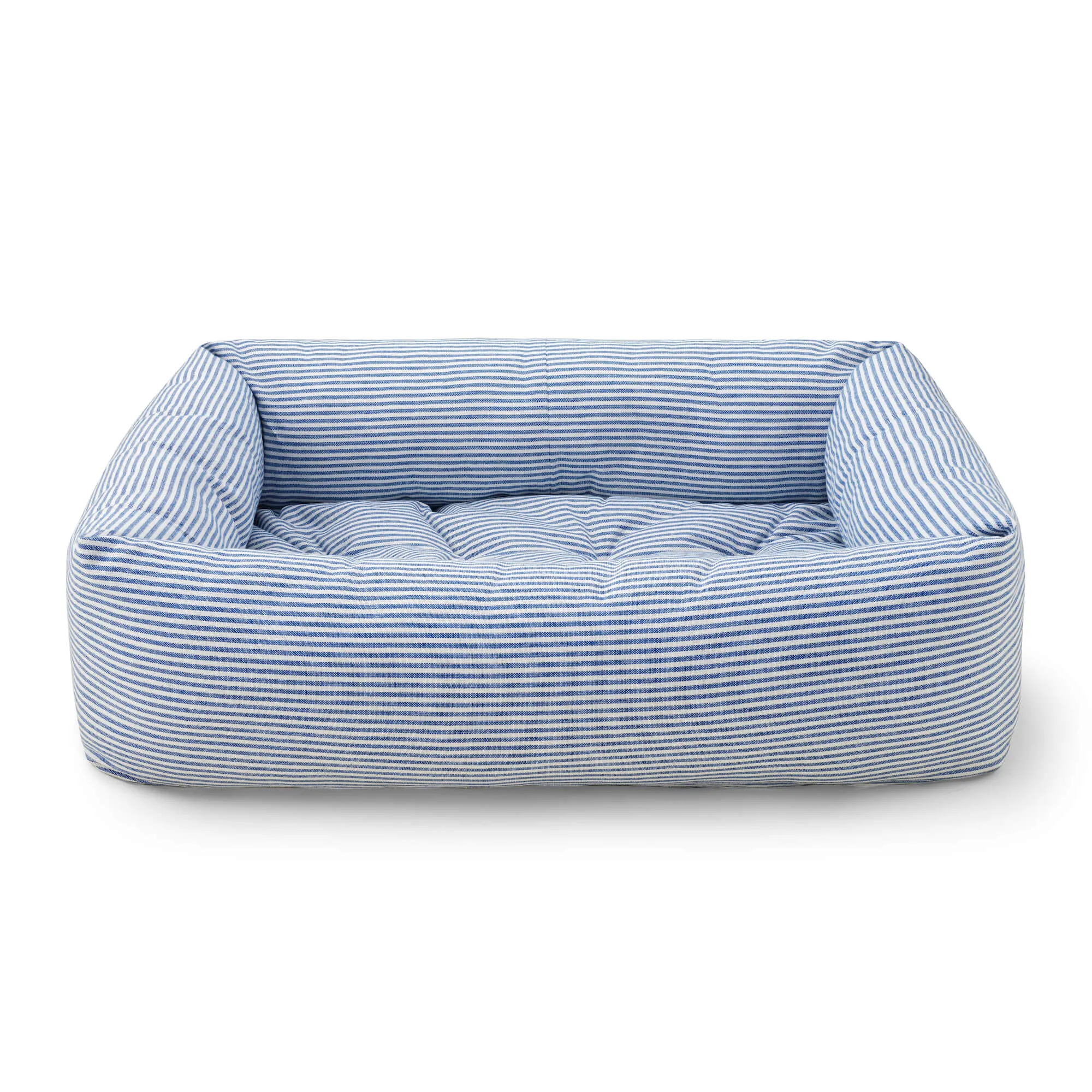 Lake Blue Stripe Bolster Dog Bed