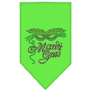 Mardi Gras Rhinestone Bandana Lime Green Small