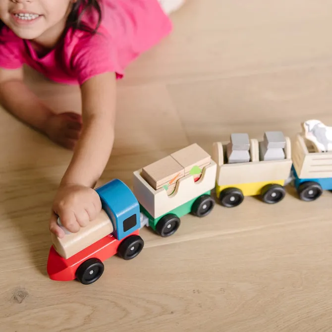 Melissa & Doug Wooden Farm Train Toy Set