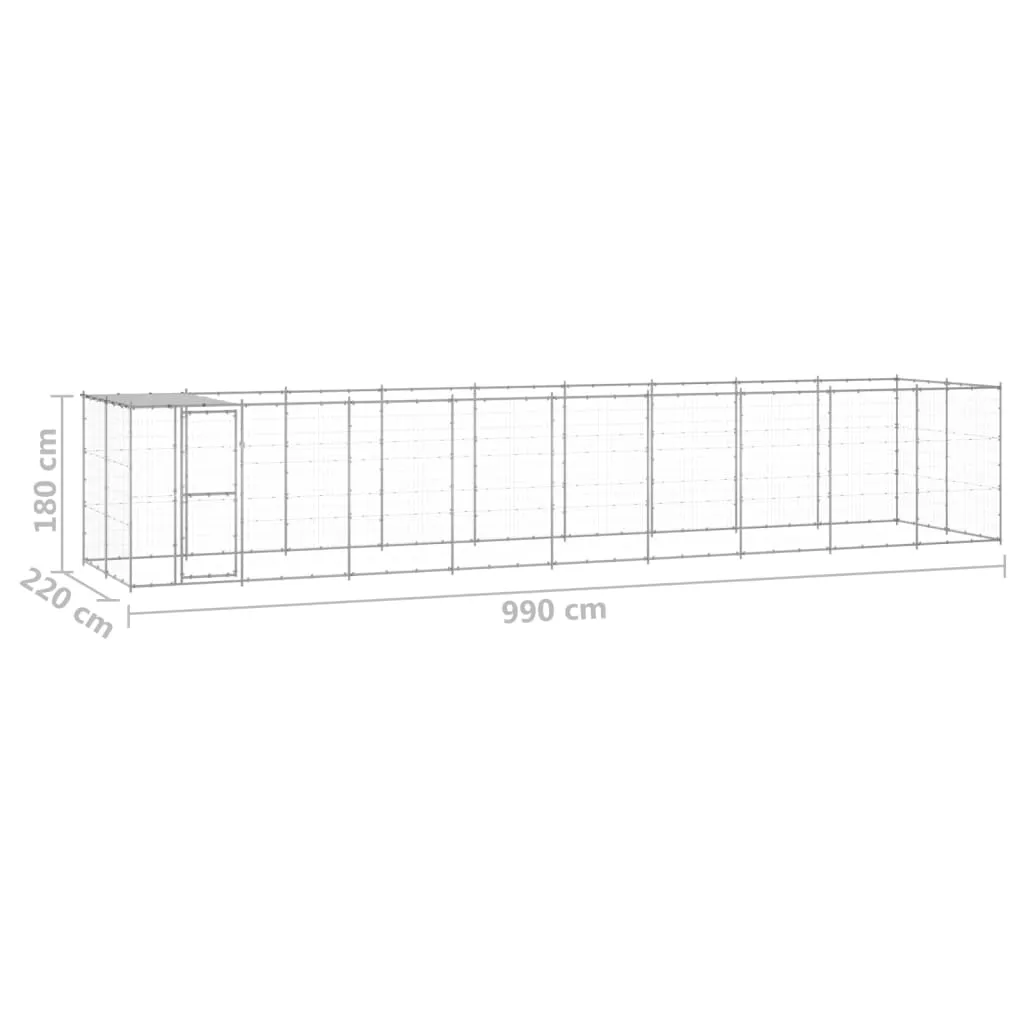 Outdoor Dog Kennel Galvanised Steel with Roof 21.78 m²