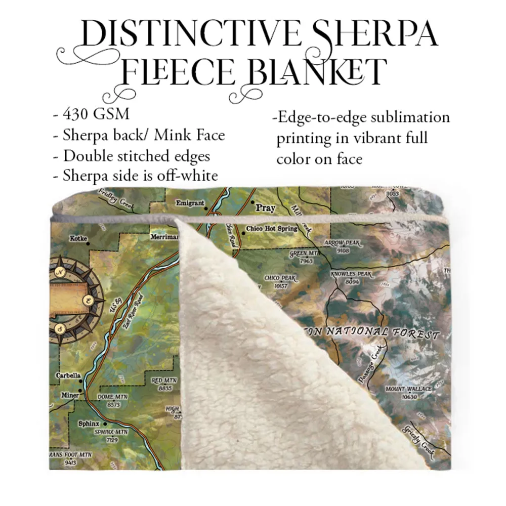 Paradise Bozeman Livingston Chico Pray Yellowstone Paradise Valley Old Montana Map Blanket Double Stitched Edges Super Soft Throw Blanket