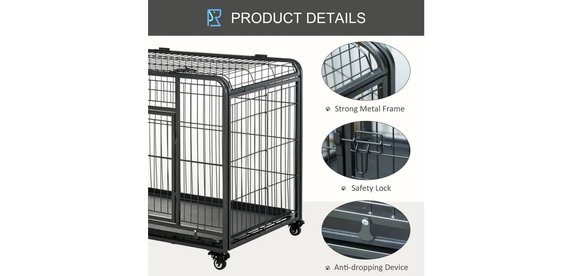 PawHut Dog Cage D02-052V02 810 x 1250 x 760 mm Grey