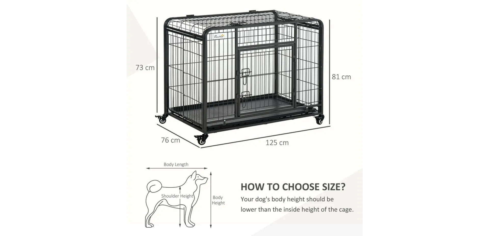 PawHut Dog Cage D02-052V02 810 x 1250 x 760 mm Grey