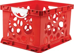 Premium File Crate with Handles, Red