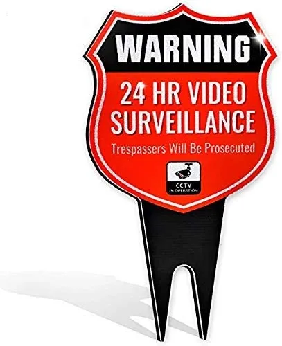 Signs Authority Warning 24 Hour Video Surveillance Sign - No Trespassing Outdoor Signage