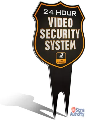 Signs Authority Warning 24 Hour Video Surveillance Sign - No Trespassing Outdoor Signage