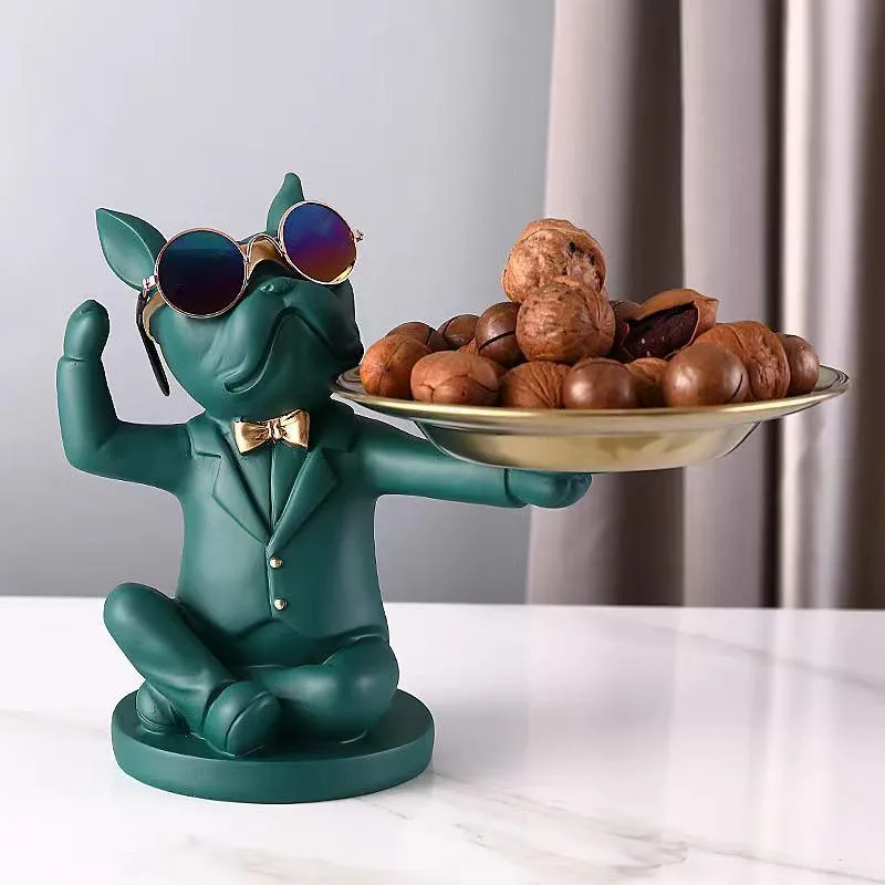 Sturdy Dog Statue With Tray