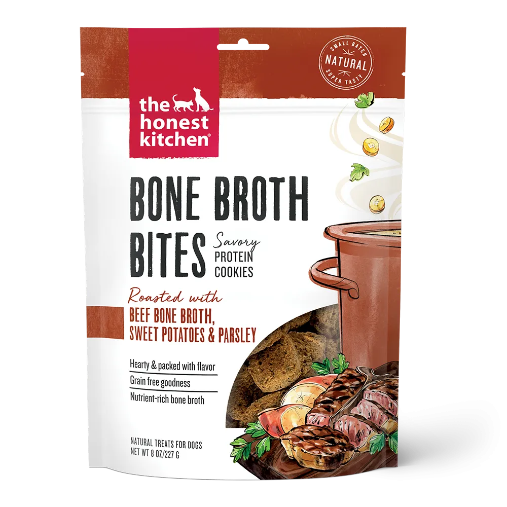 The Honest Kitchen Bone Broth Bites Beef Bone Broth & Sweet Potato Dog Treats, 8oz