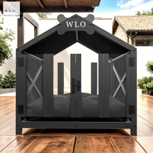 WLO® Black Gabled Elevated Modern Dog House