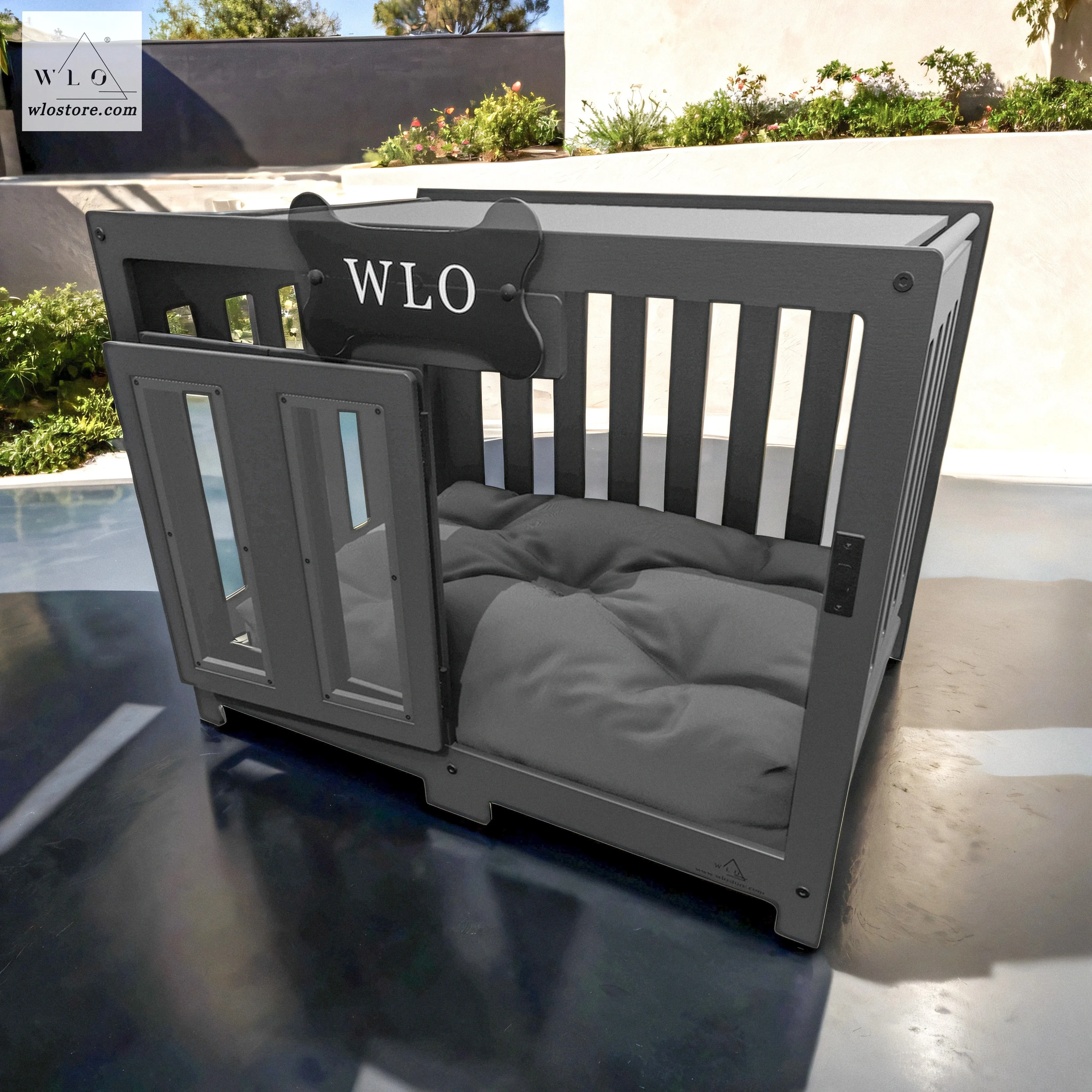 WLO® Black Pueblo Modern Dog Crate