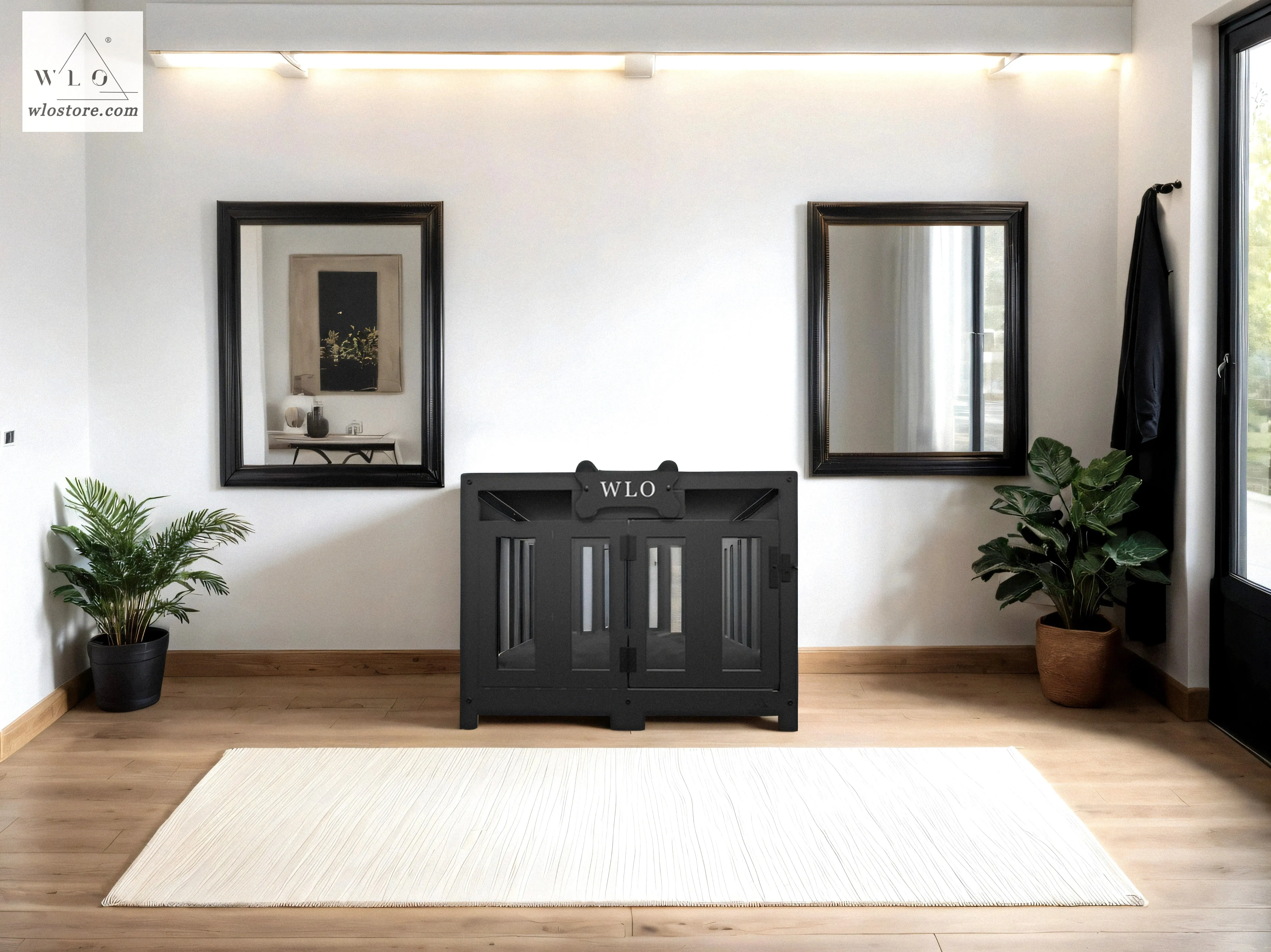 WLO® Black Pueblo Modern Dog Crate