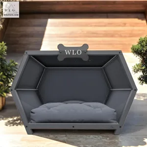 WLO® Gray Hexxon Elevated Modern Dog House