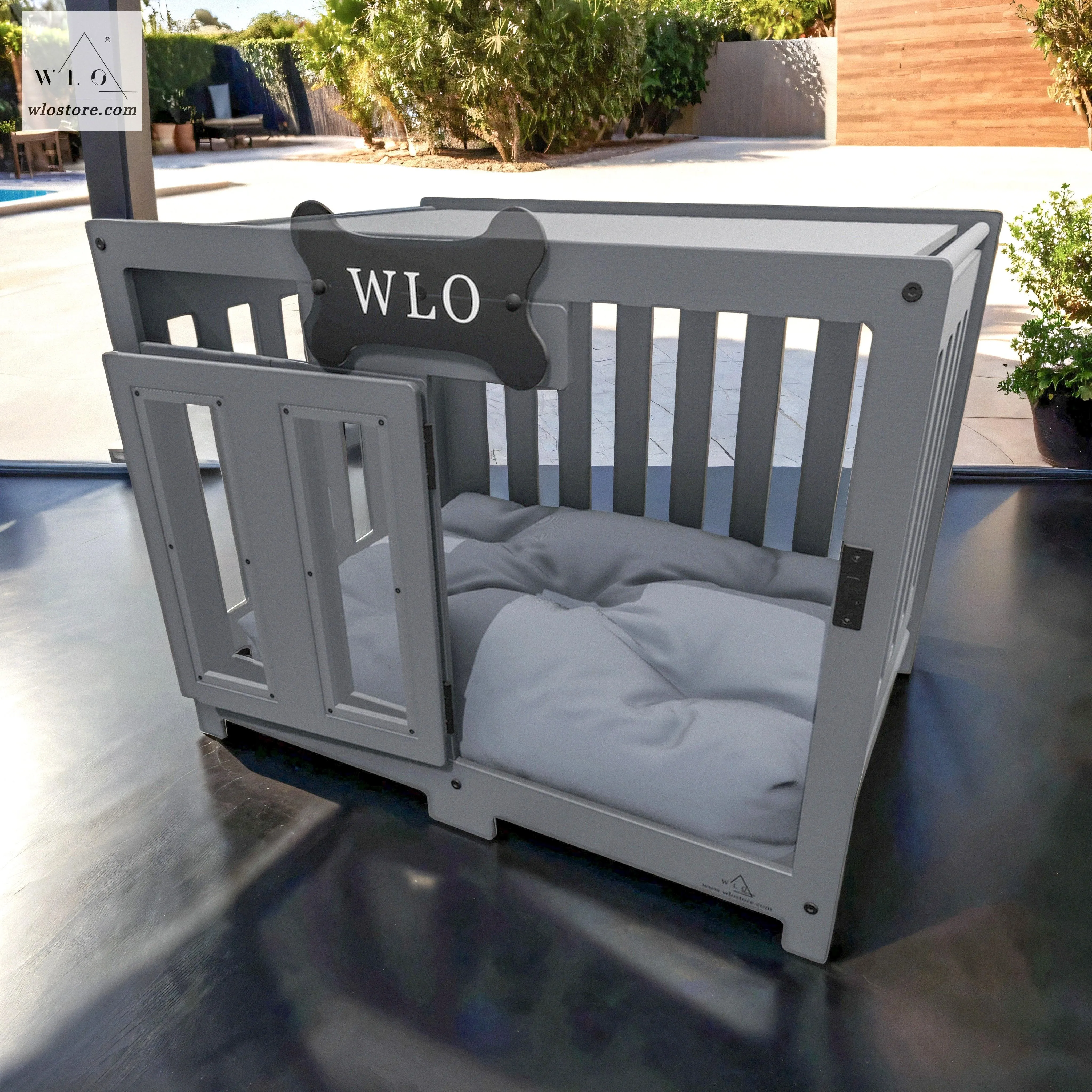 WLO® Gray Pueblo Modern Dog Crate