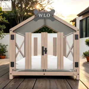 WLO® Natural Gabled Elevated Modern Dog House