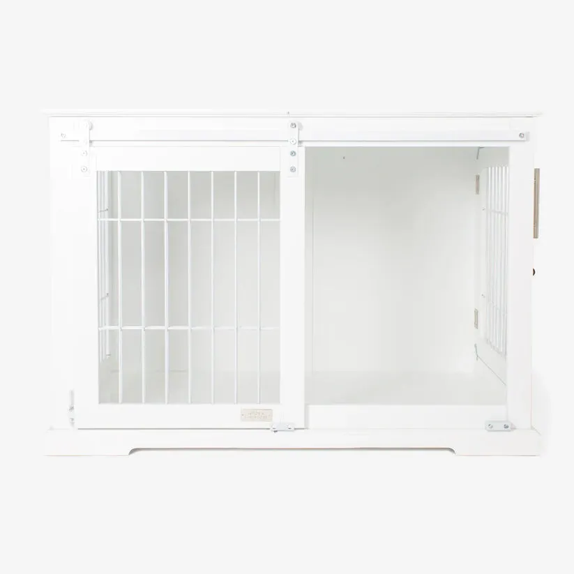 Wooden Sliding Door Dog Crate in White or Grey