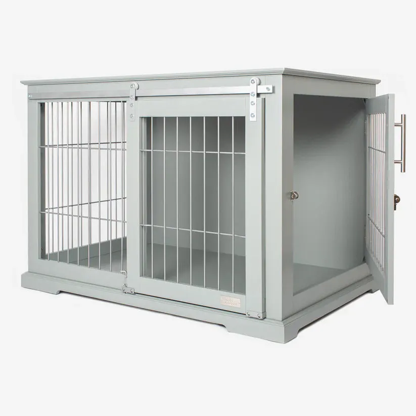 Wooden Sliding Door Dog Crate in White or Grey