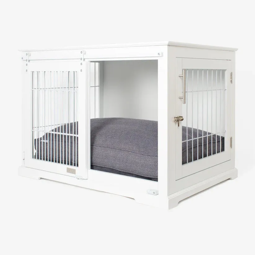 Wooden Sliding Door Dog Crate in White or Grey